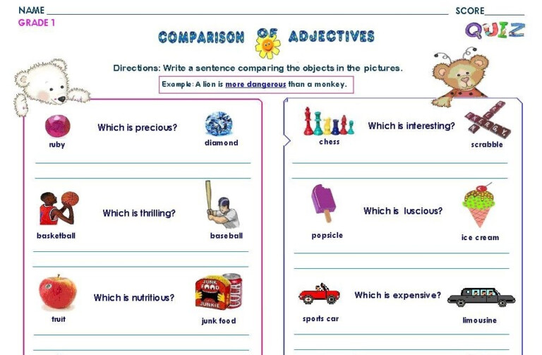 Free Printable Worksheets On Comparing Adjectives Using More And Most