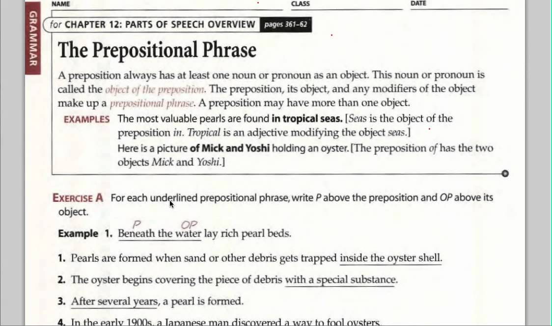 HW The Prepositional Phrase Identifying And Diagramming
