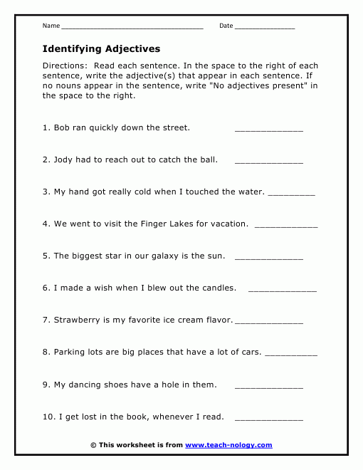 Identifying Adjectives