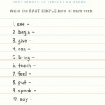 Irregular Verb Past Simple Test 3 Worksheet
