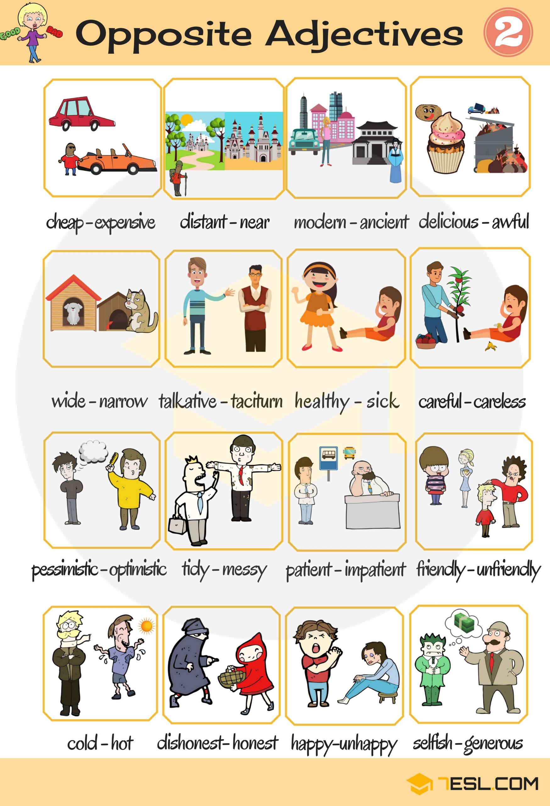 List Of Opposite Adjectives In English ESLBuzz Learning English