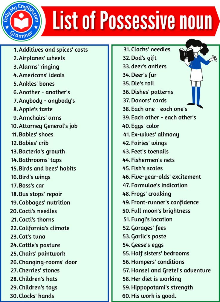 List Of Possessive Noun In English Possessive Nouns Learn English 