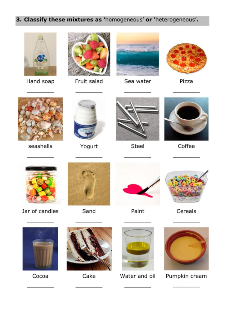 MATTER 3 Types Of Matter Worksheet