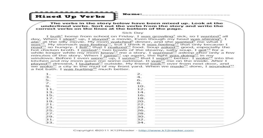 Name Mixed Up Verbs Reading Worksheets Spelling Mixed Up 