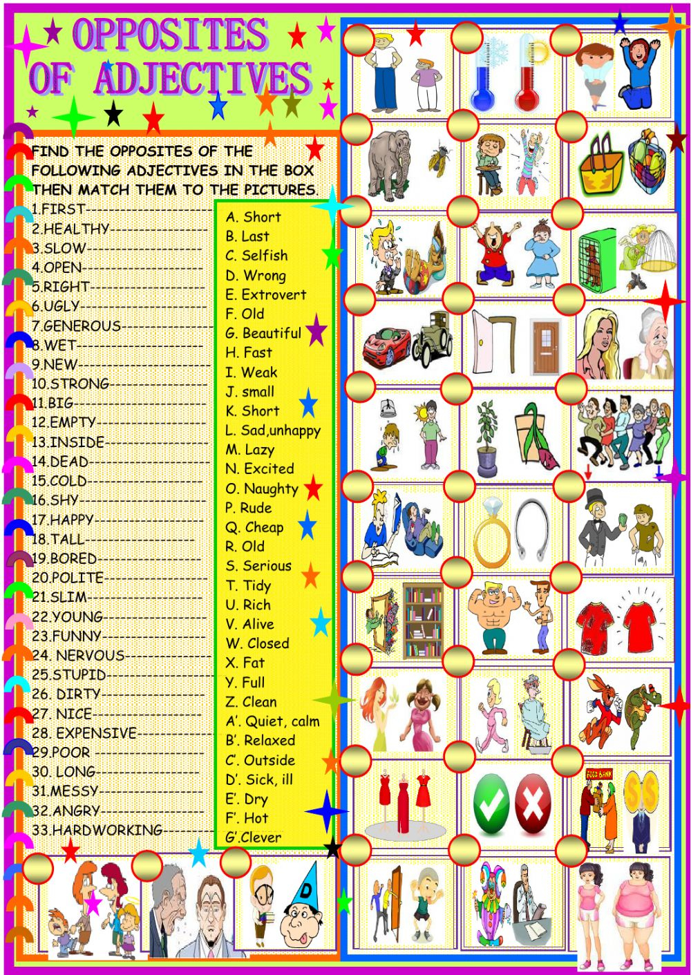 Opposites Of Adjectives Worksheet