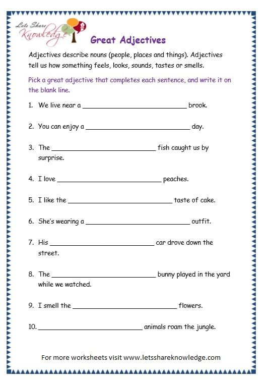 Page 10 Adjectives Worksheet Adjective Worksheet Adjectives English