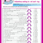 Past And Present Participle Adjectives Worksheet