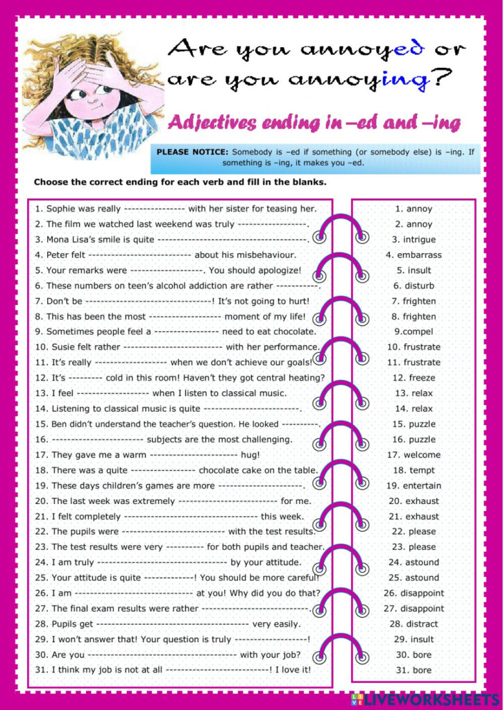 Past And Present Participle Adjectives Worksheet