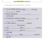 Position Of Adjectives Worksheet
