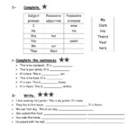 Possessive Adjectives And Pronouns Exercise For Grade 5
