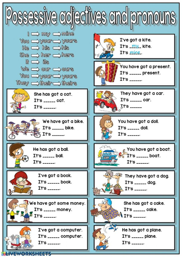 Possessive Adjectives And Pronouns Interactive Worksheet Possessive