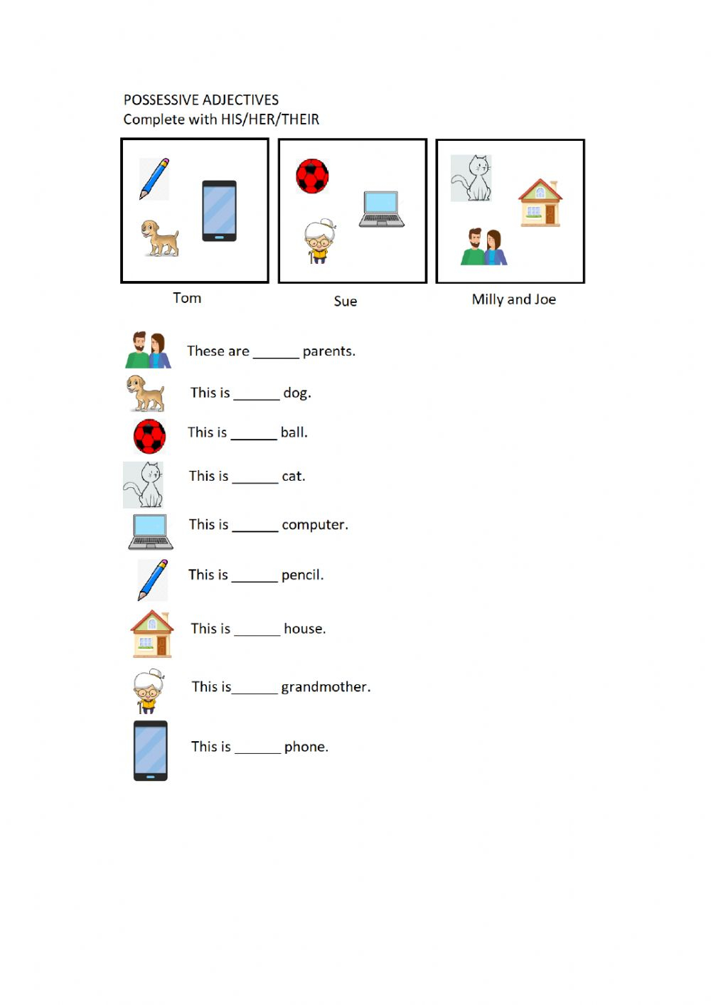 Possessive Adjectives Exercise For BEGINNERS