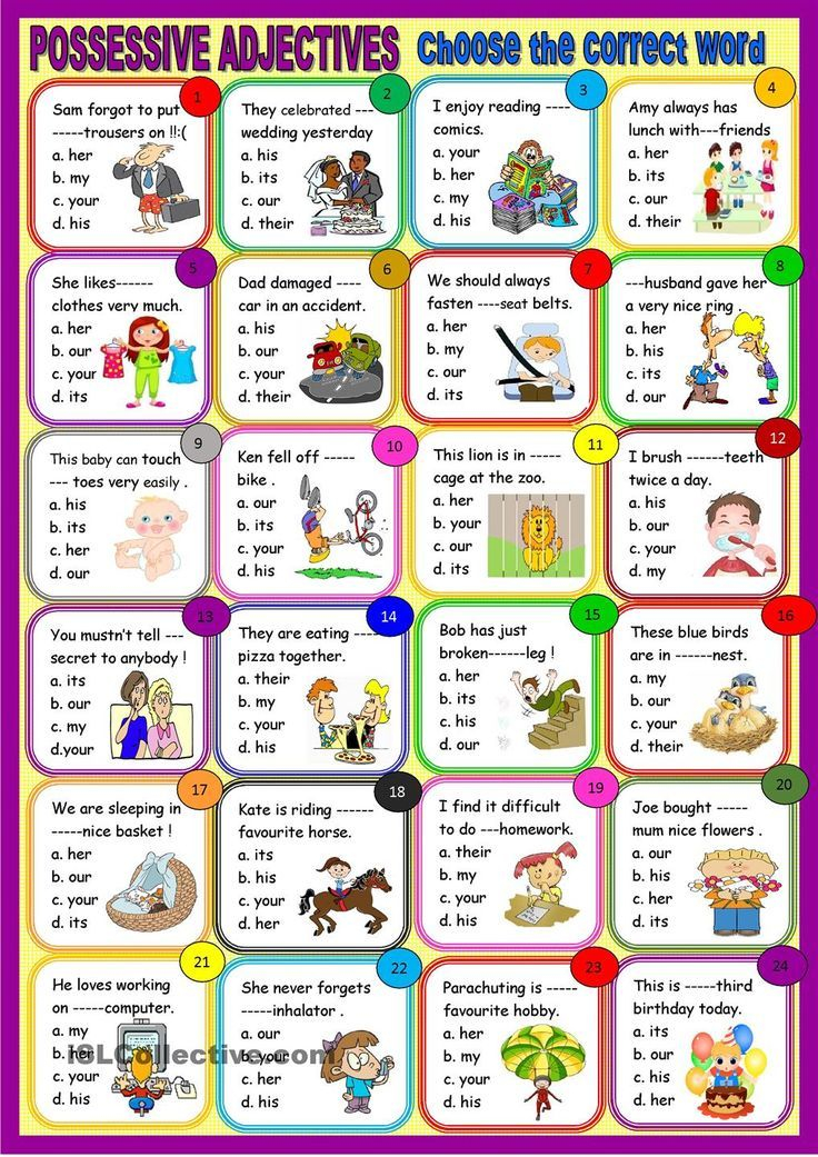 Possessive Adjectives Multiple Choice For Young Learners Possessive