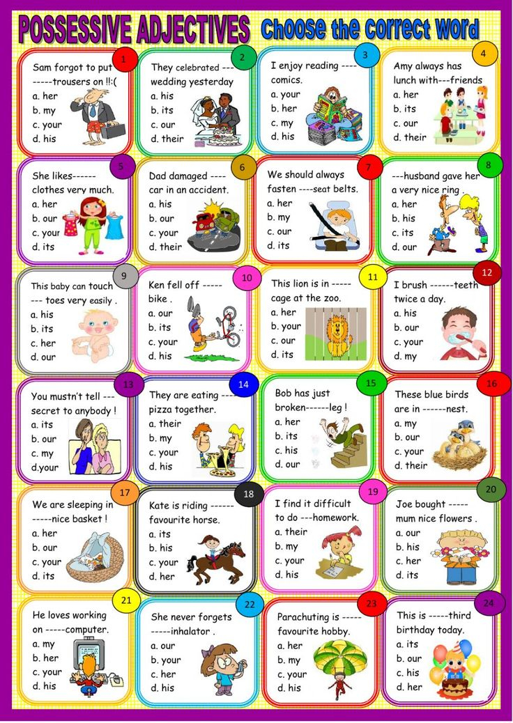 Possessive Adjectives Multiple Choice Worksheet
