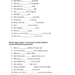 Possessive Adjectives Spanish Worksheet Education Template