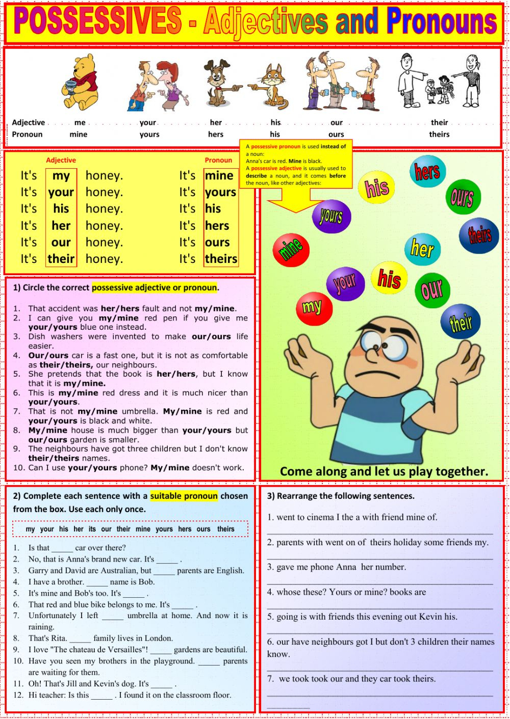 Possessives Adjectives And Pronouns Worksheet
