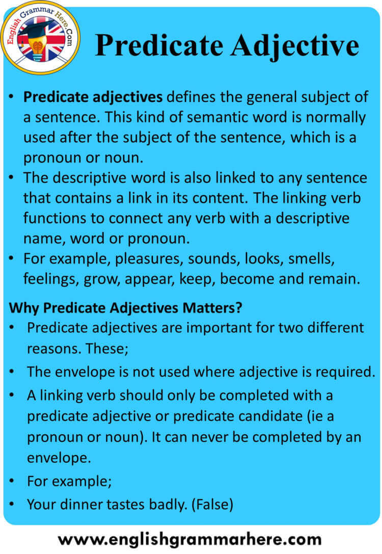 Predicate Adjective Definition And Examples English Grammar Here