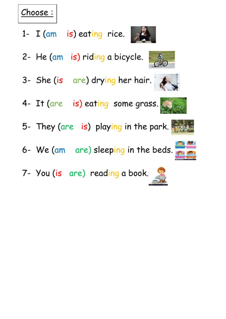 Present Continuous Grade 1 Worksheet