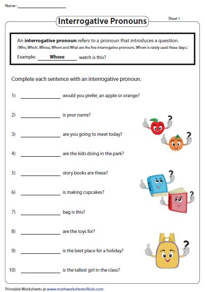 Pronoun Worksheets With Examples Interrogative Pronouns Pronoun 