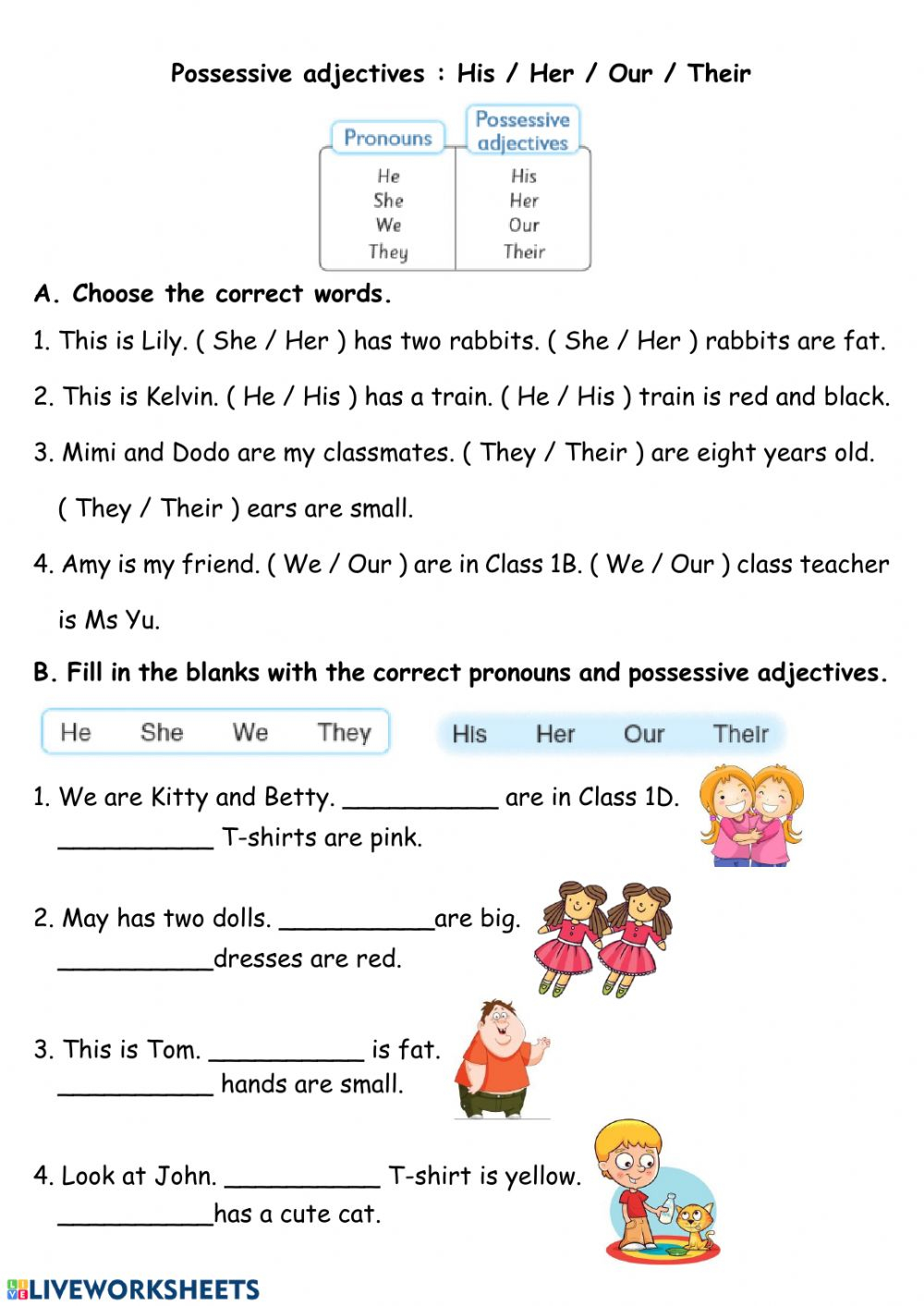 Pronouns And Pronoun Adjectives Worksheet