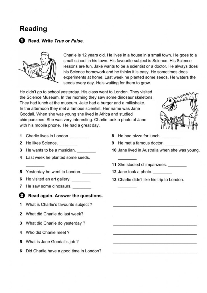 Reading 6 Grade Worksheet