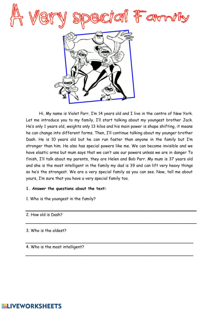 Reading Comprehension Online Worksheet