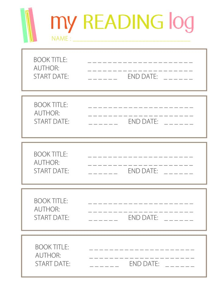 Reading Log Template Kindergarten