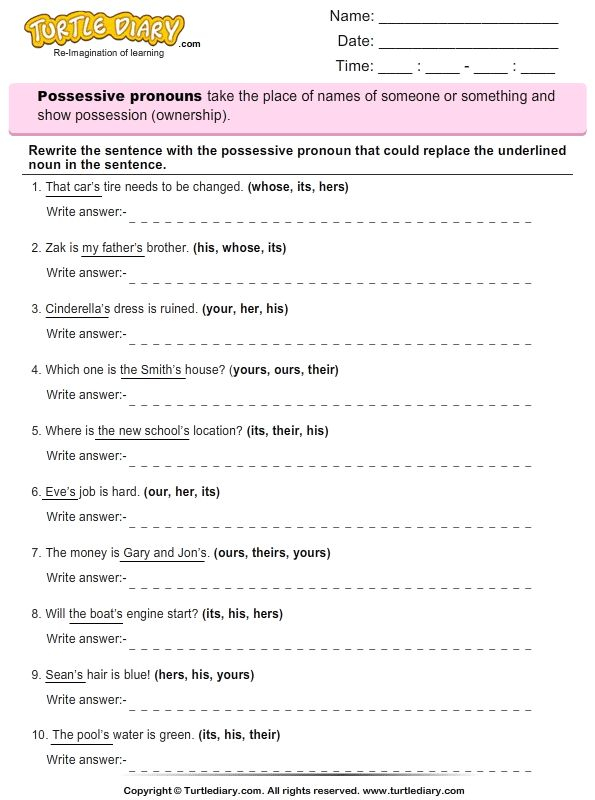 Replace Noun With A Possessive Pronoun Worksheet 5 Nouns And Pronouns 