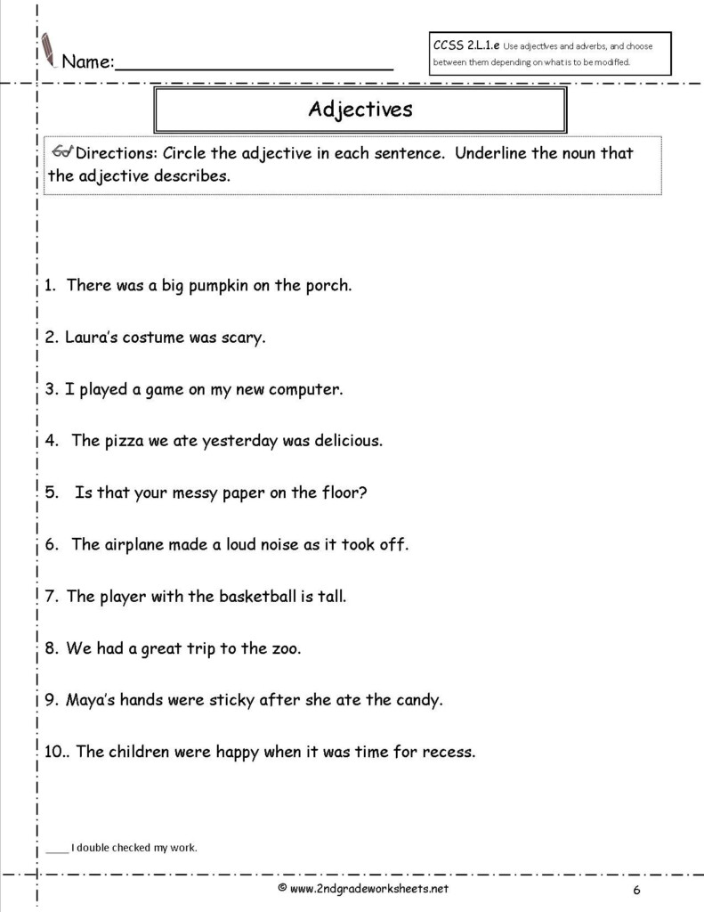 Second Grade Adjective 2nd Grade Adjectives Worksheets For Grade 2 Pdf 