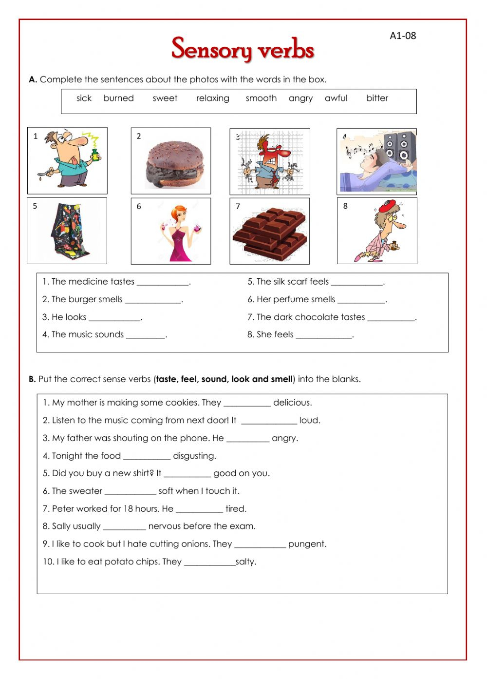 Sensory Verbs Worksheet