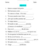 Spanish Adjectives Worksheet