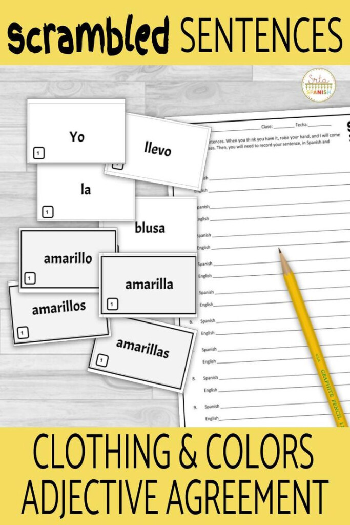 Spanish Noun Adjective Agreement Scrambled Sentence Activity In 2020 
