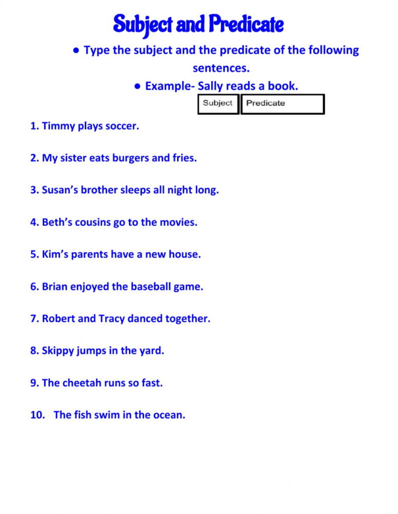 Subject And Predicate Online Activity