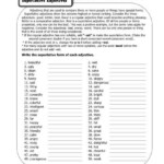 Superlative Adjectives Worksheets 3rd Grade