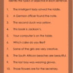 Types Of Adjectives Worksheet