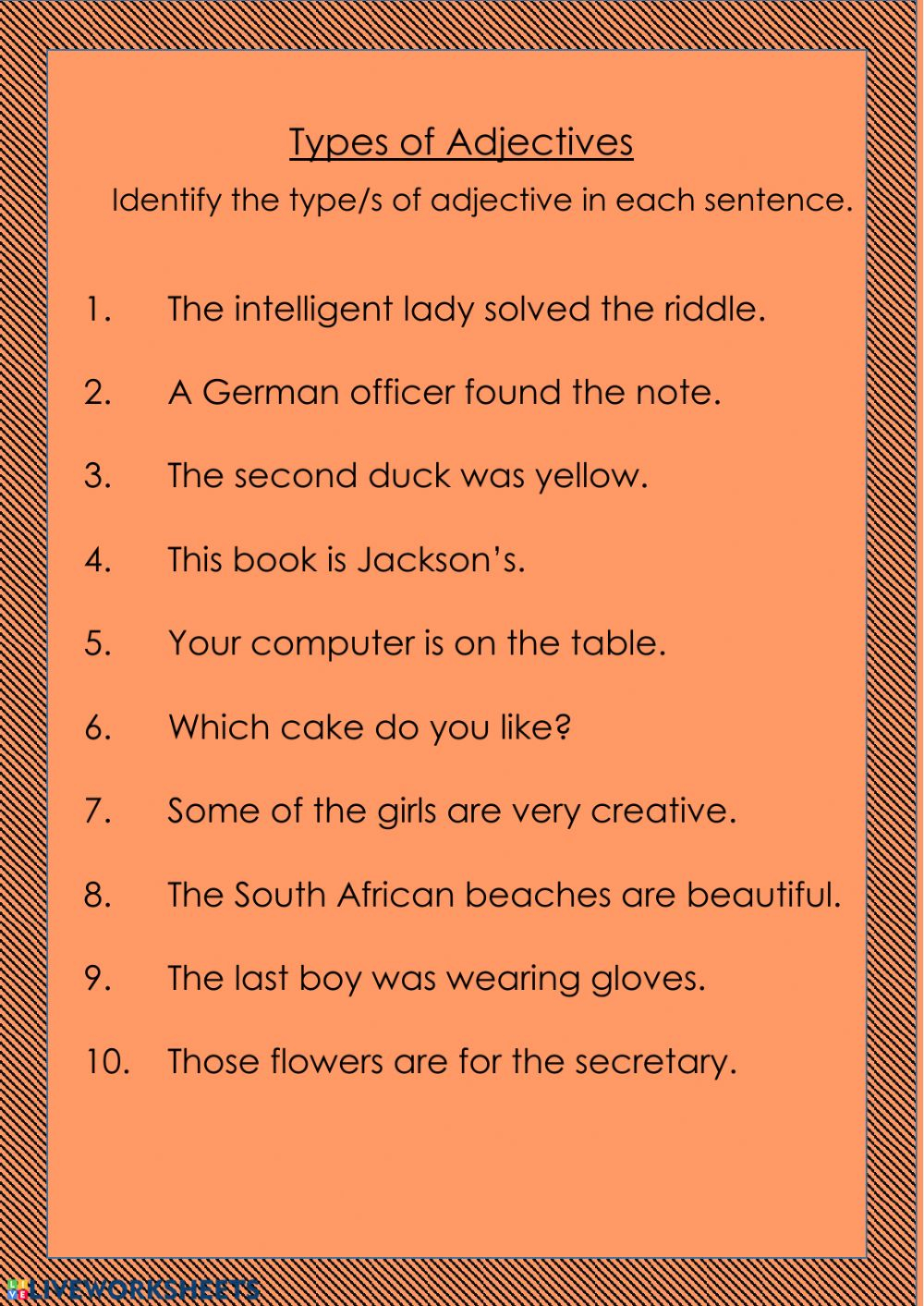 Alternative Adjectives Worksheet