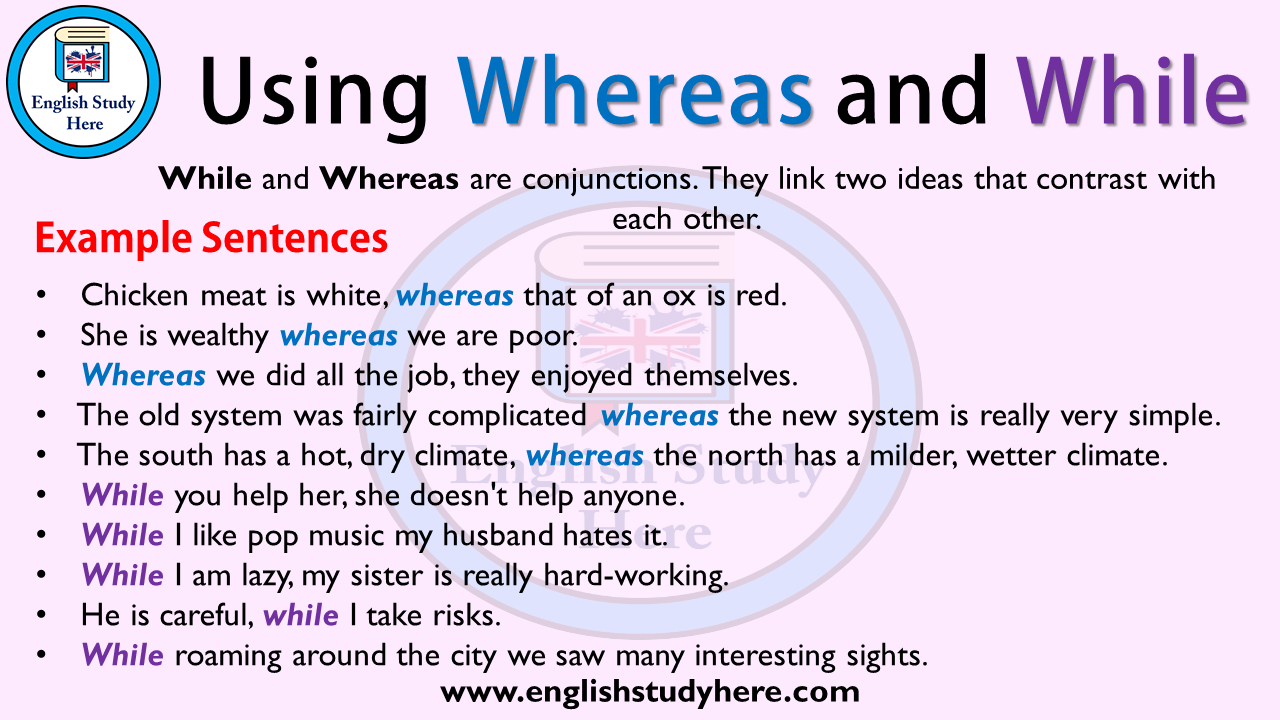 Using Whereas And While In English English Study Here