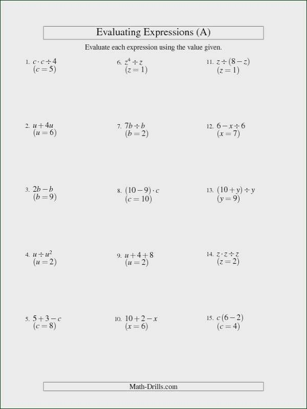 Variables And Expressions Worksheet Printable Yeah In 2020 Algebra 