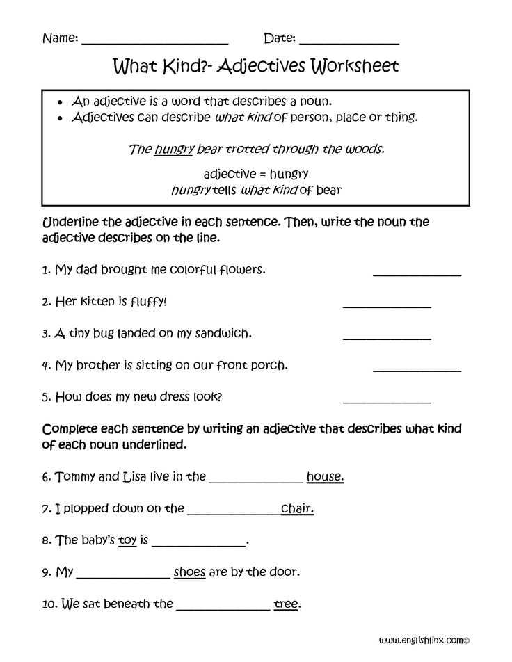 What Kind Adjectives Worksheets Adjective Worksheet 6th Grade 