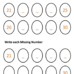 Worksheet On Missing Number 21 To 30 Fill In The Missing Number