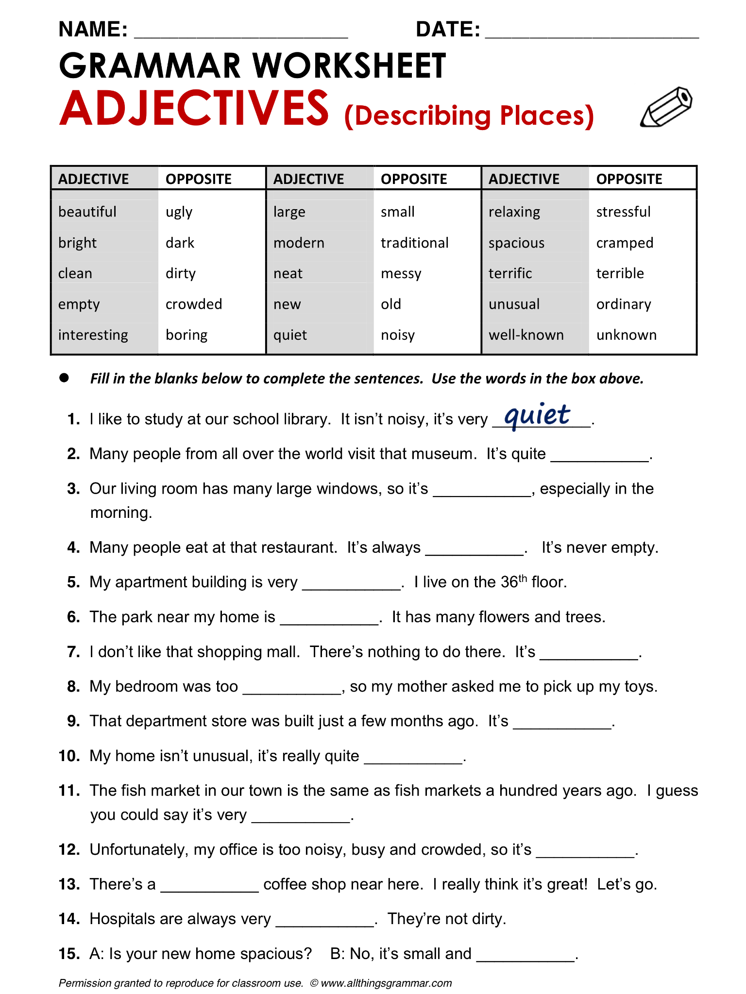 10 Simple Adjective Worksheets Pdf Coo Worksheets