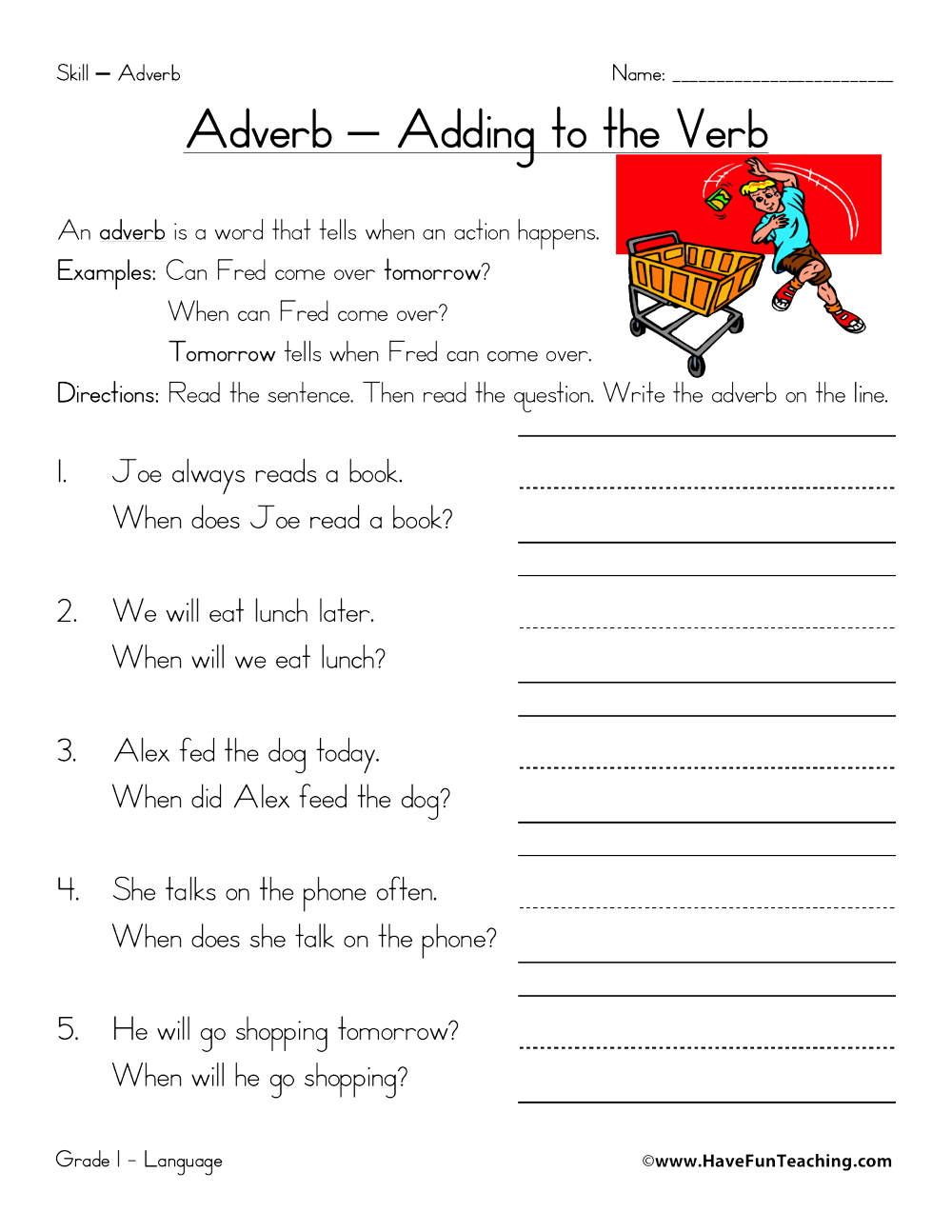 5th Grade Adverb Worksheet