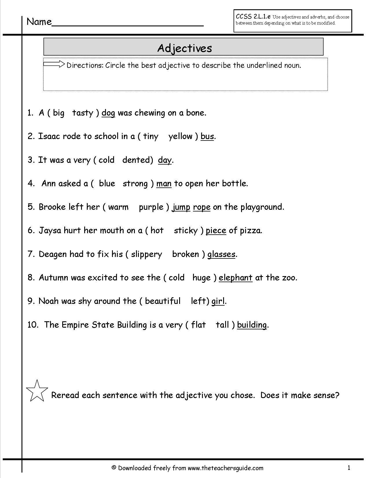 Adjective Exercises For Grade 4 Pdf Letter Worksheets