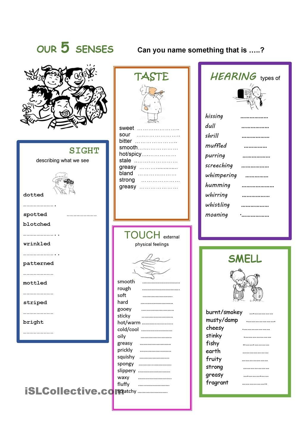 Adjective Five Senses Worksheets WorksheetsCity