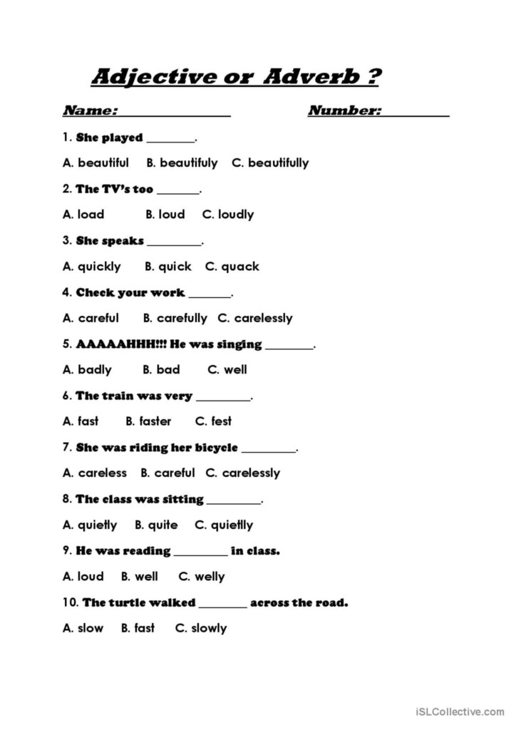 Adjective Or Adverb English ESL Worksheets Pdf Doc