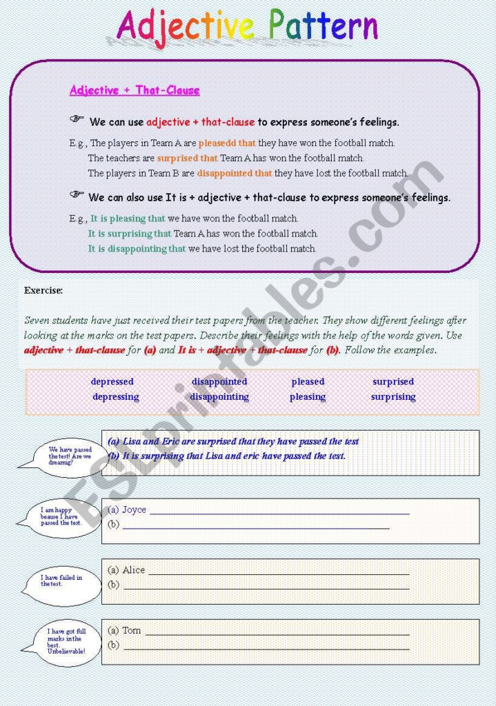 Adjective Pattern ESL Worksheet By Milaw