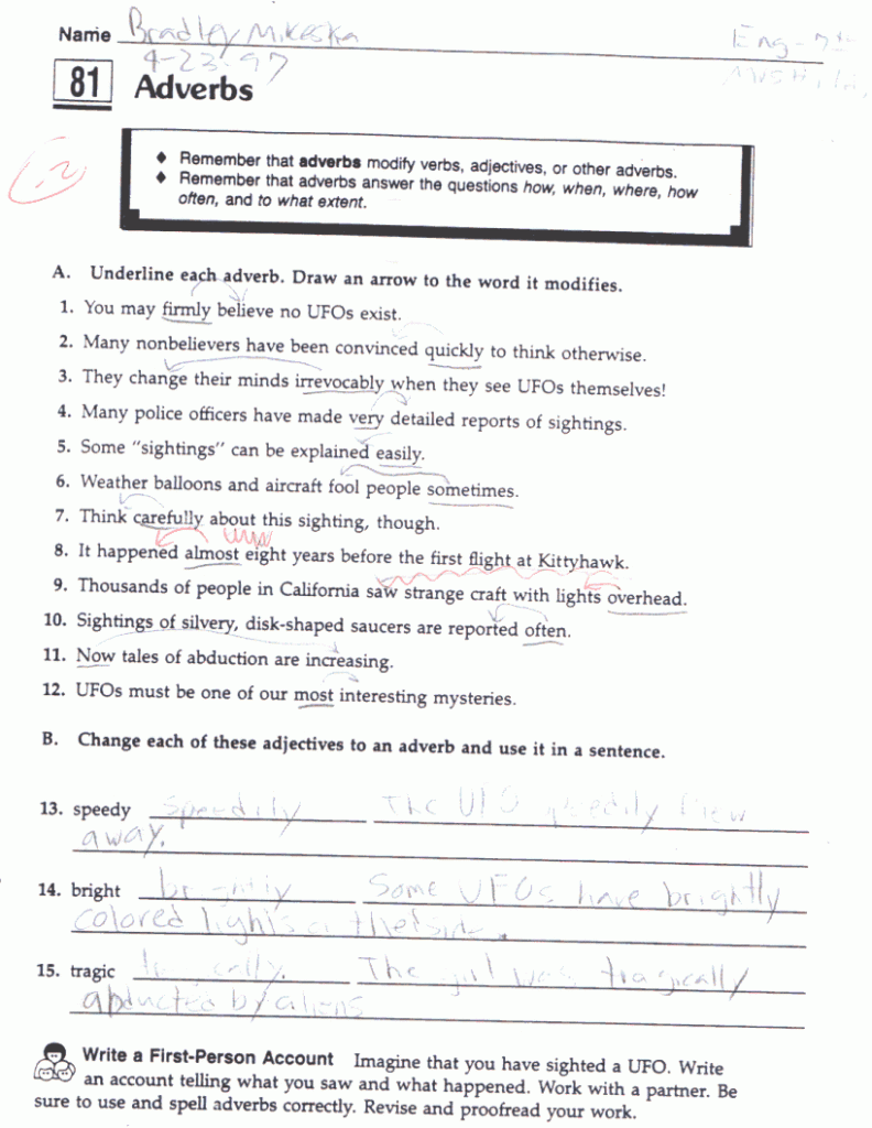 Adjective Phrase Worksheet Worksheets Samples