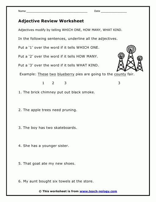Adjective Review Worksheet