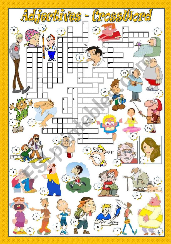 ADJECTIVES CrossWord ESL Worksheet By Mariaolimpia