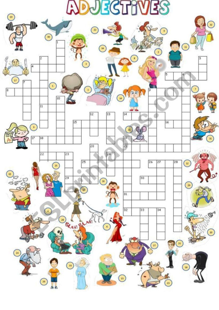 ADJECTIVES CROSSWORD SET 3 OF 3 ANSWER KEY INCLUDED ESL 